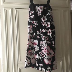 Fashion Bug black dress with white & pink flowers